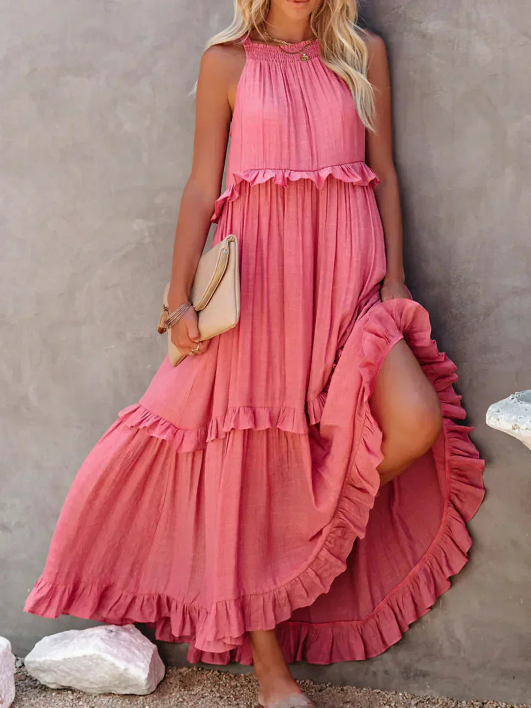 Stilla | Halter Ruffle Max Kjole
