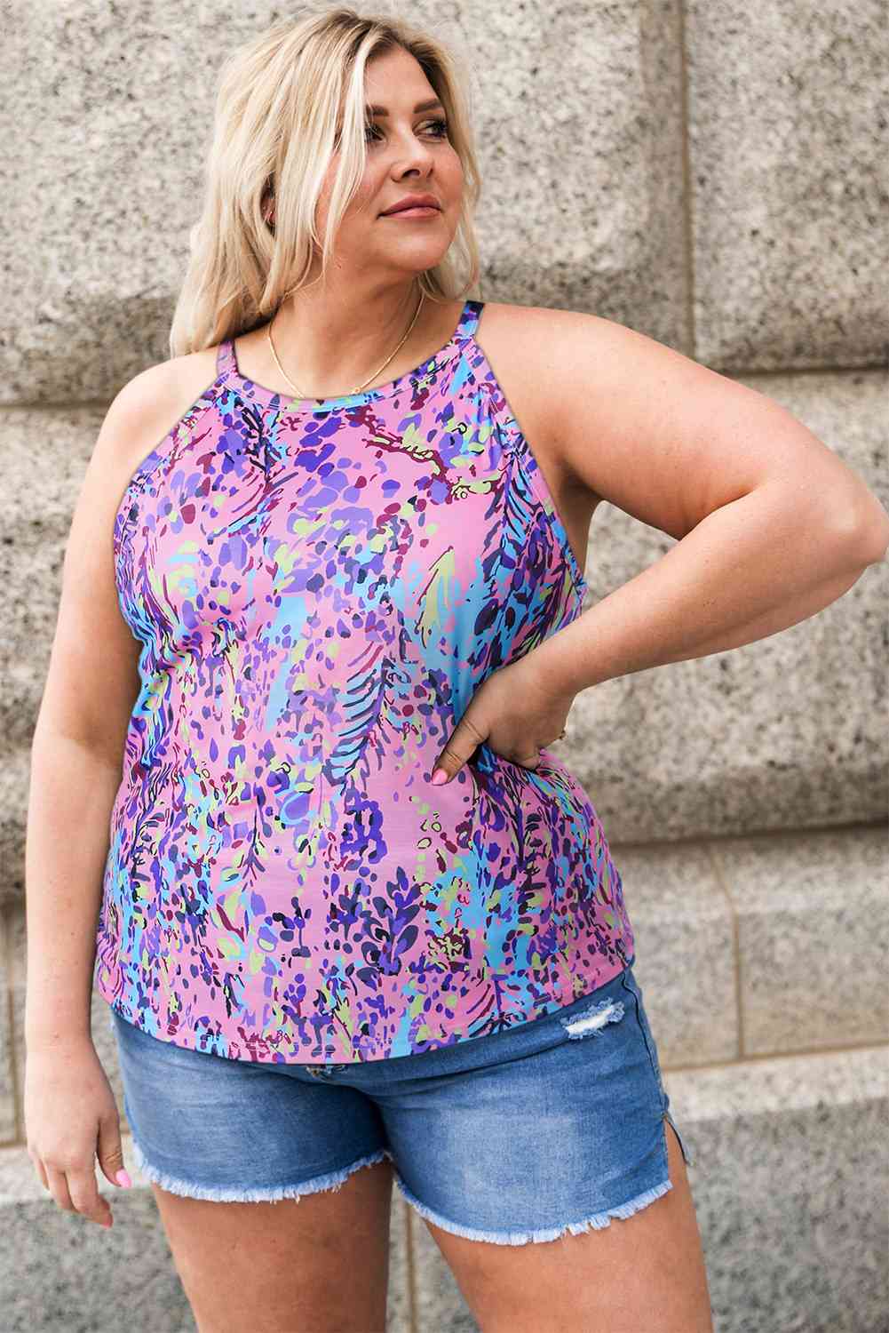 Stilla | Størrelse Trykt Rund Hals Ærmeløs Tanktop