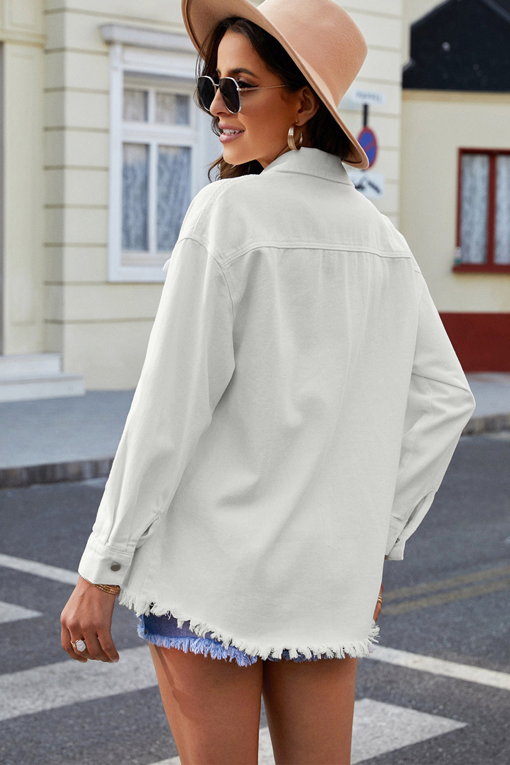 Stilla | Up Pocketed Raw Hem Denimjakke