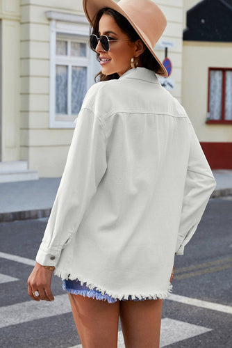 Stilla | up Pocketed Raw Hem Denim Jakke