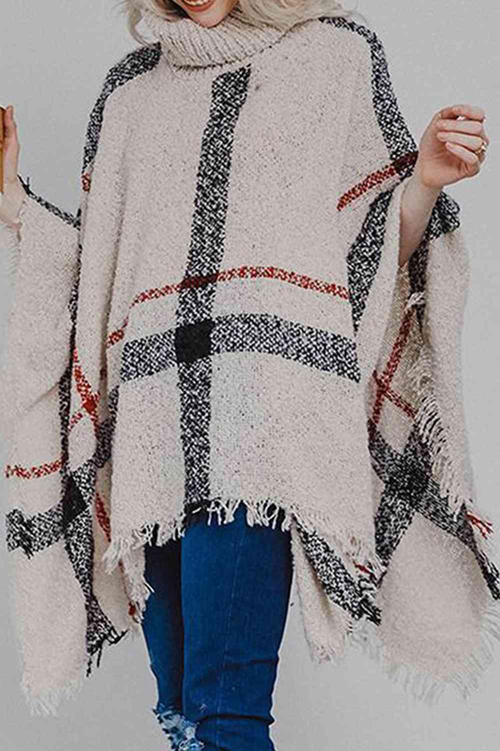 Stilla | Turtleneck Raw Hem Poncho
