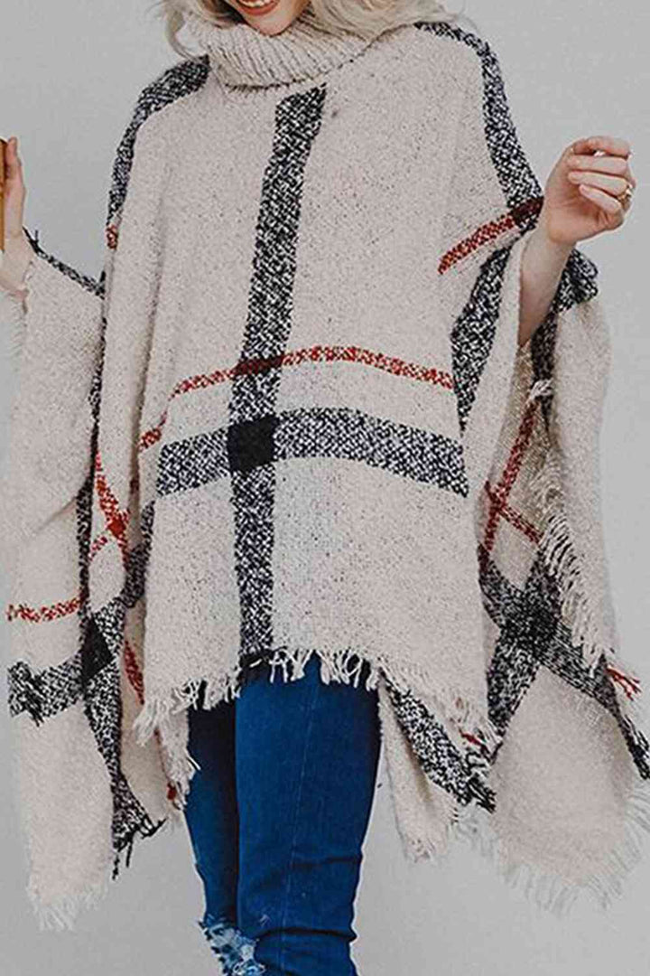 Stilla | Turtleneck Raw Hem Poncho