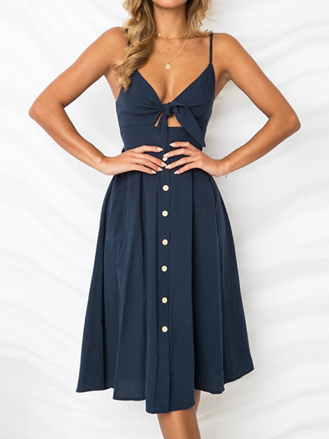 Stilla | Smocked Sweetheart Neck Cami Kjole