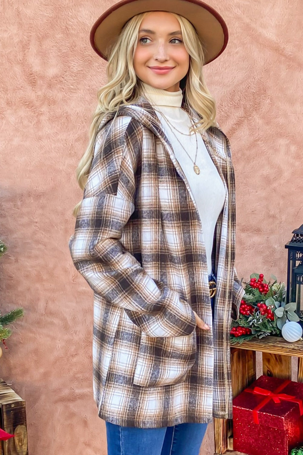 Stilla | The Why Plaid Åben Front Hooded Shacket
