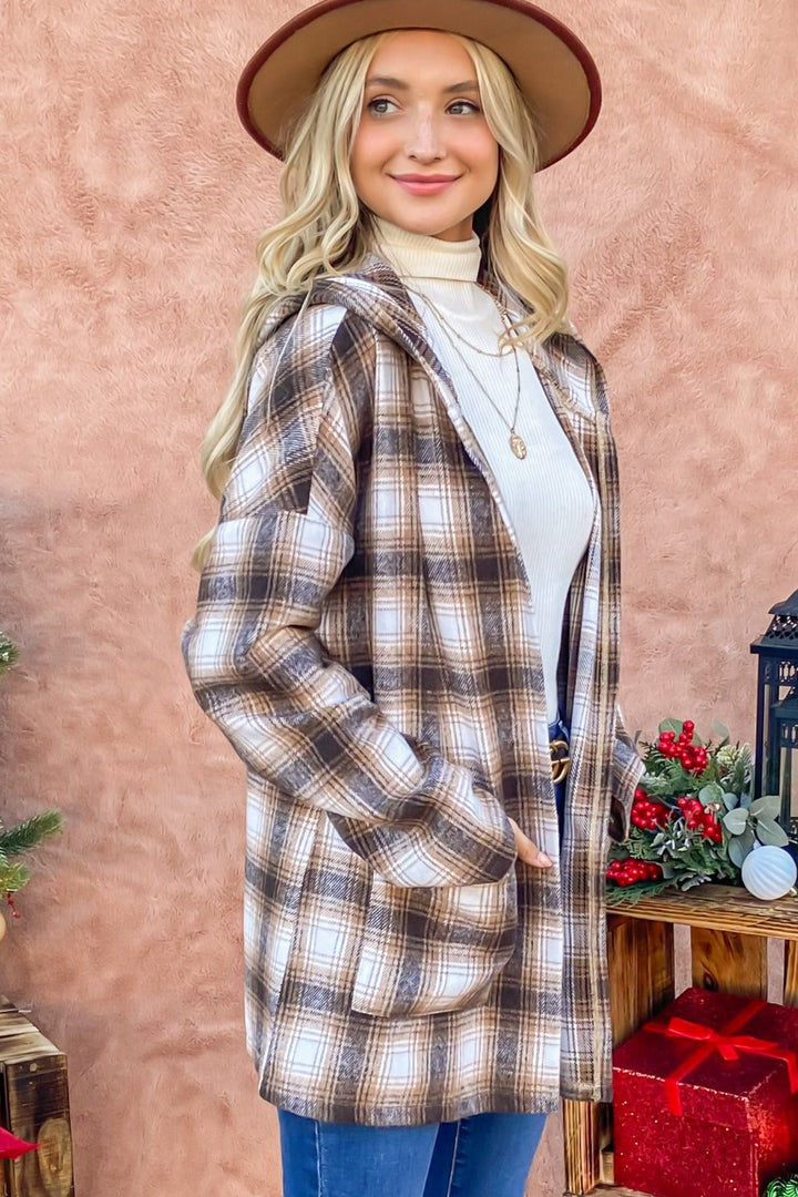 Stilla | The Why Plaid Åben Front Hooded Shacket