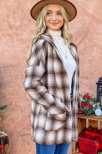 Stilla | The Why Plaid Åben Front Hooded Shacket