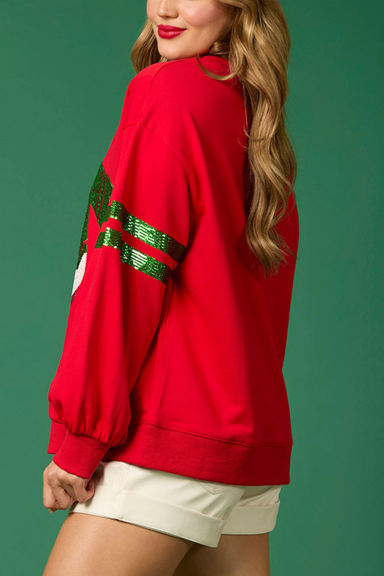 Stilla | Jule-pailletter-rundhals-løs sweatshirt