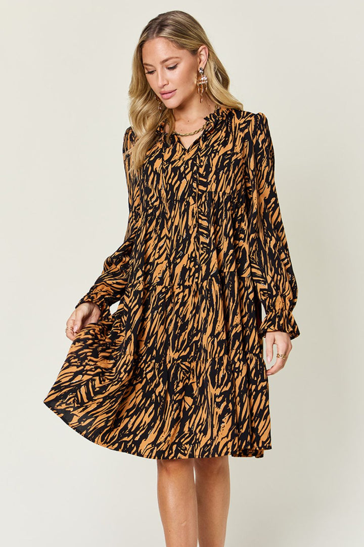 Stilla | Tag Full Size Printed Ruffle Hem Langærmet Kjole