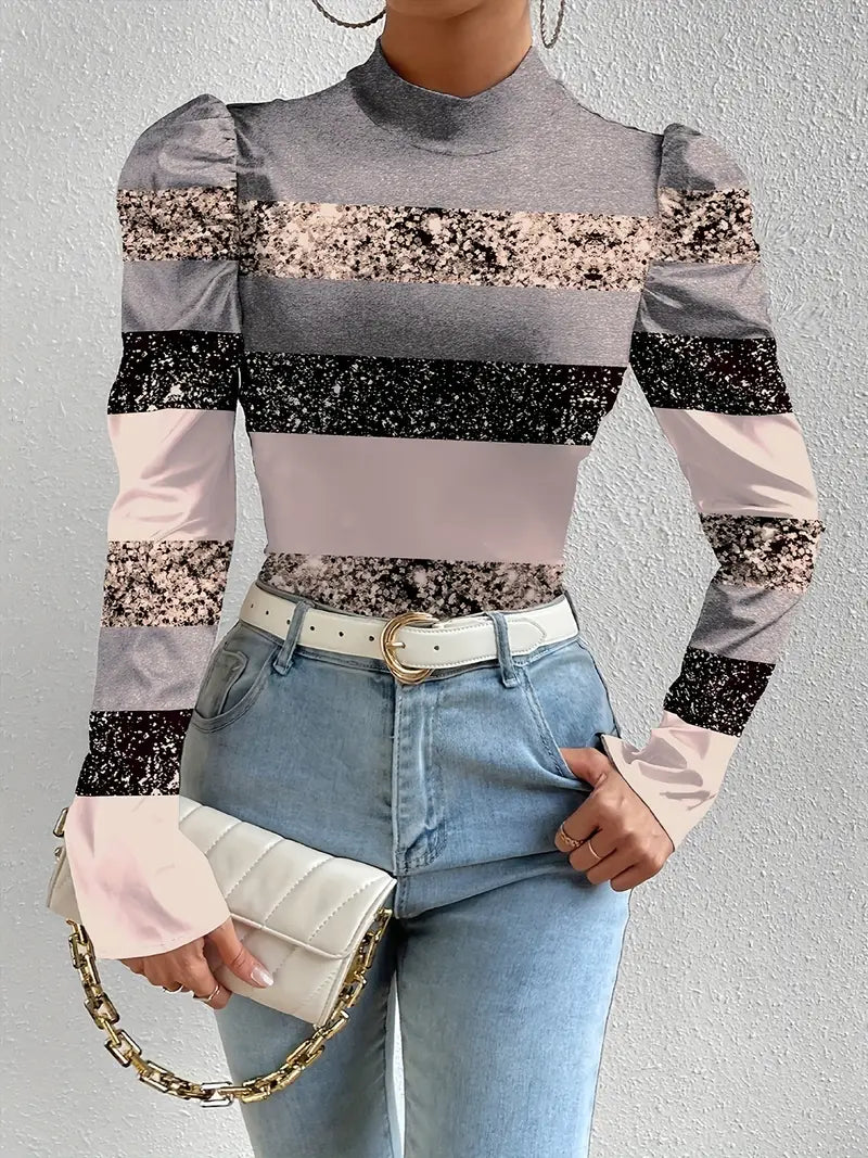 Stilla | Satinbluse med puffærmer