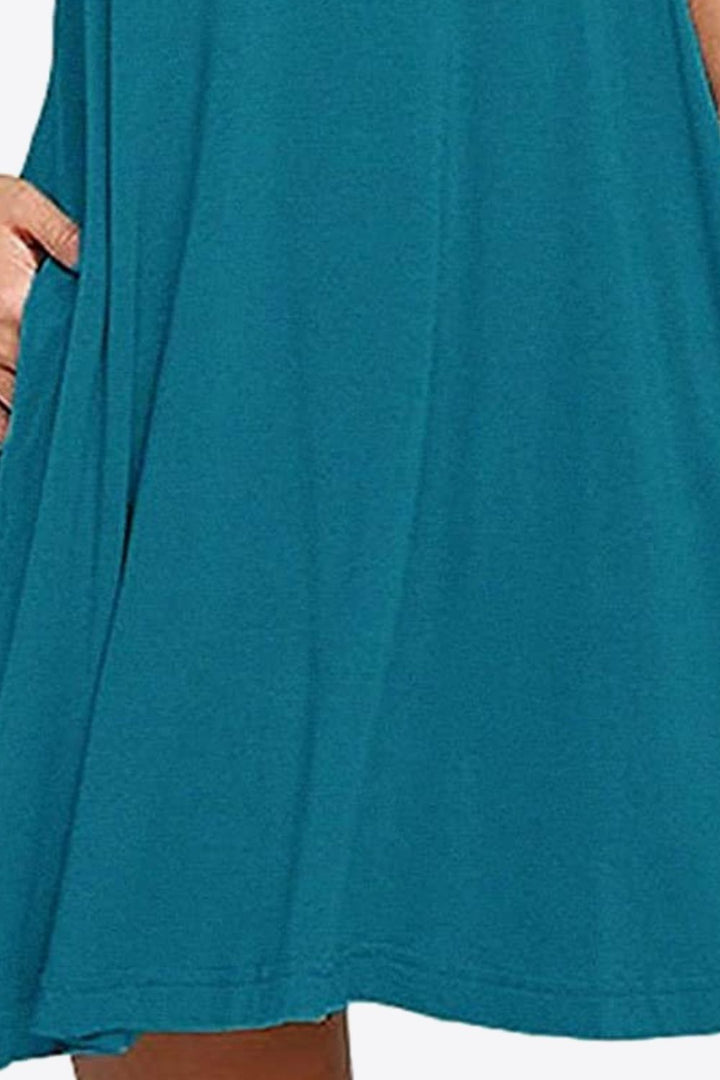 Stilla | Størrelse Rund Hals Ærmeløs Kjole med Lommer