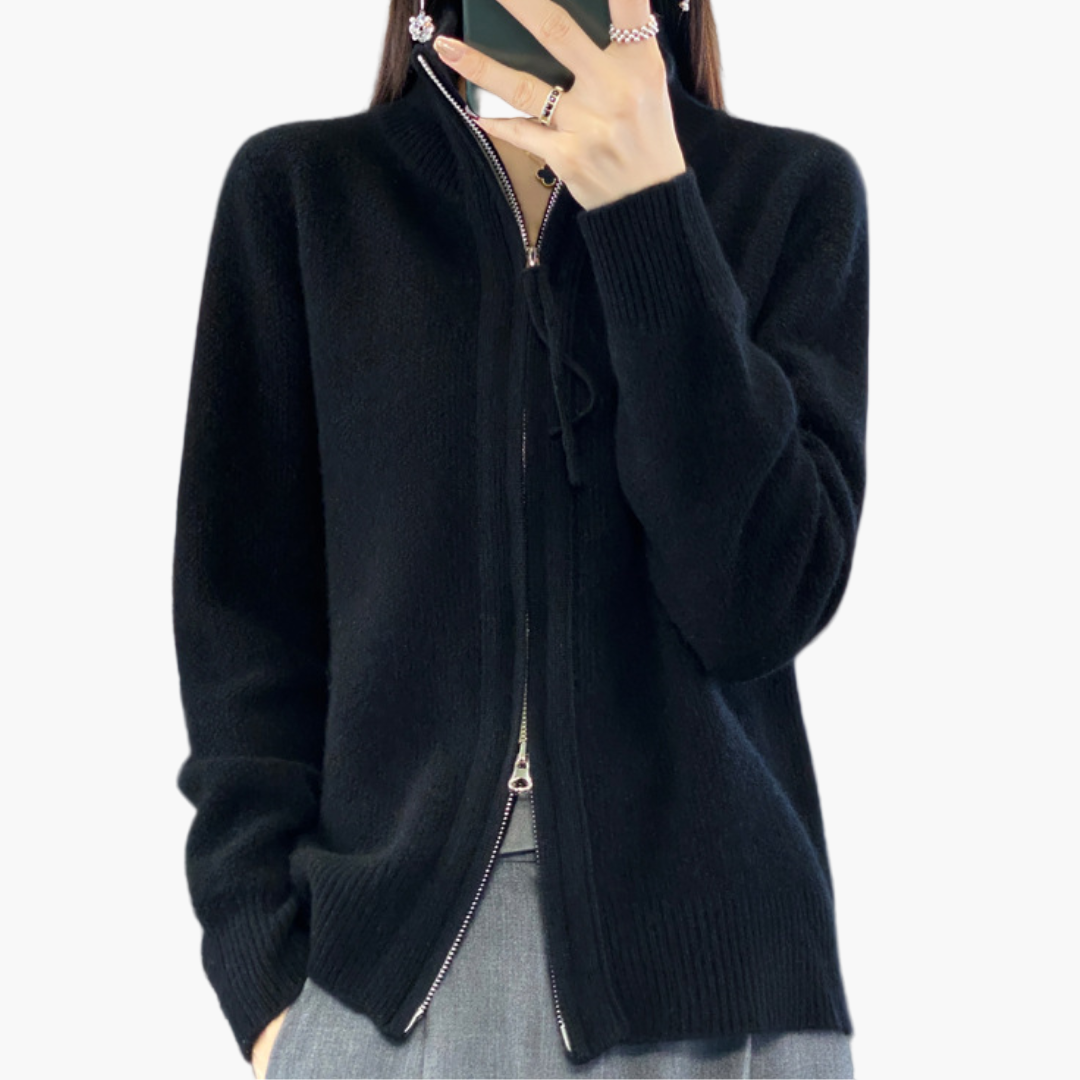 Stilla | Strikjakke med Lynlås - Elegant Casual Stil til Hverdag Og Kontor