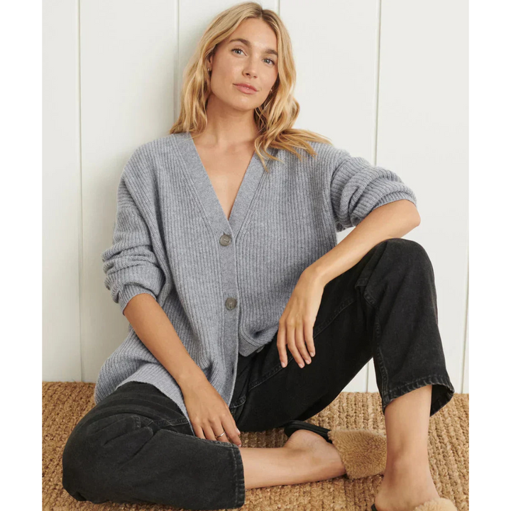 Stilla | Lang cardigan Casual pasform uldblanding V-hals knapper