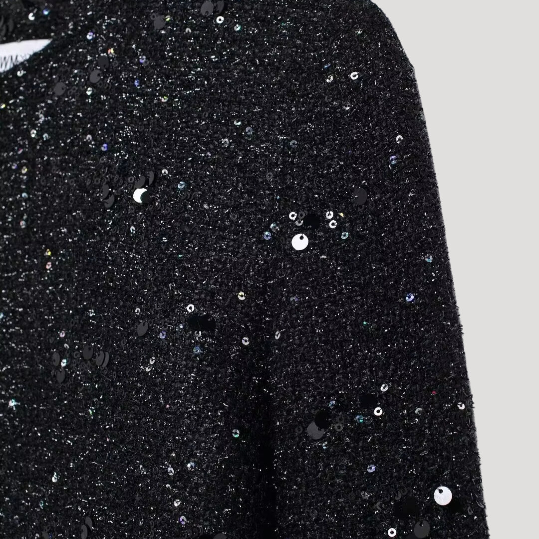 Stilla | Kvinder Glitrende Cropped Strikketrøje