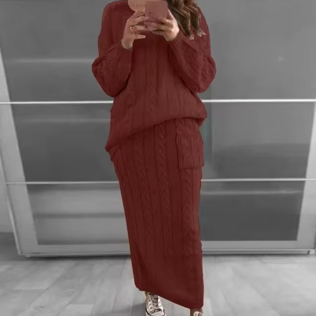 Stilla | Elegant Sæt Bestående Af En Strikpullover og En Nederdel
