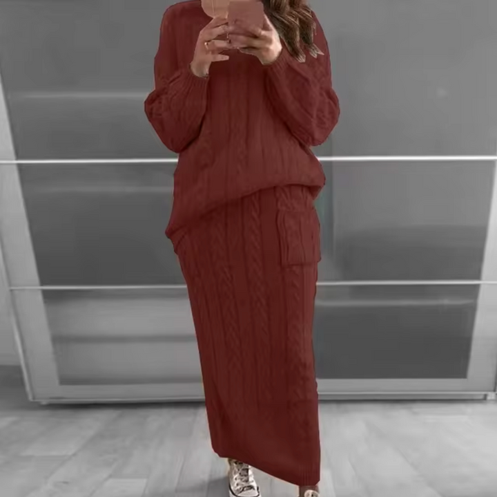 Stilla | Elegant Sæt Bestående Af En Strikpullover og En Nederdel