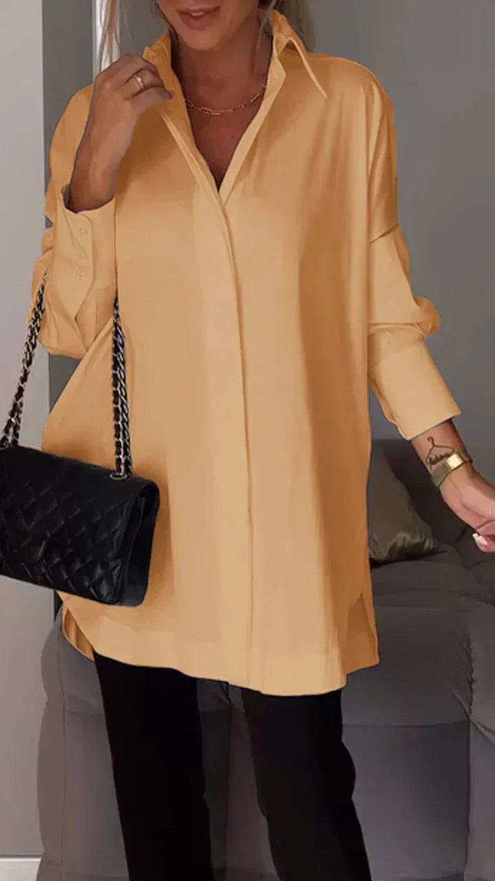 Stilla | Oversize Skjortebluse med Rullede Ærmer