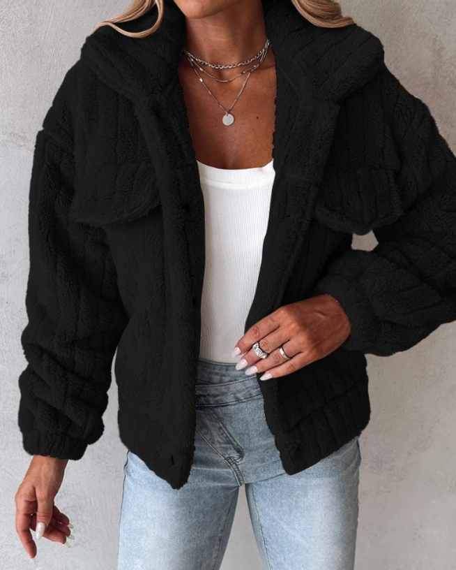 Stilla | Teddy Jakke Store størrelser Pasform Blød tekstur Knapper Casual stil