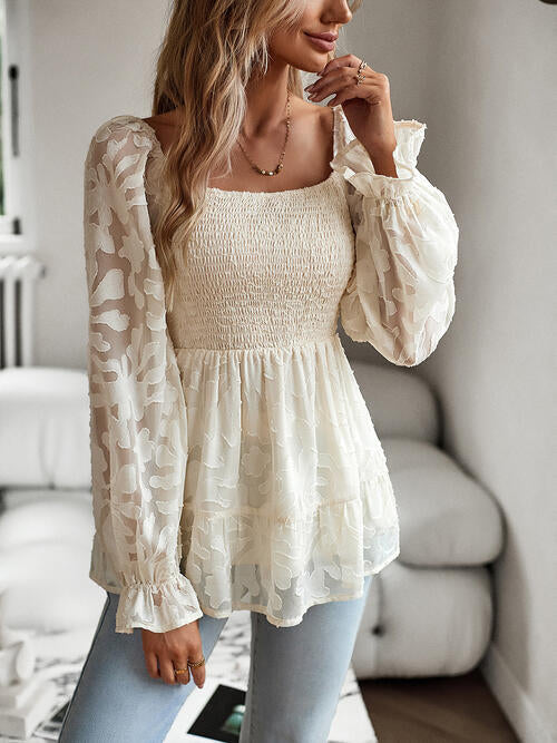 Stilla | Flounce Ærme Peplum Blouse