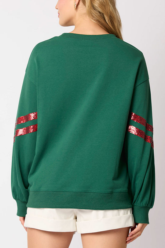 Stilla | Jule-pailletter-rundhals-løs sweatshirt