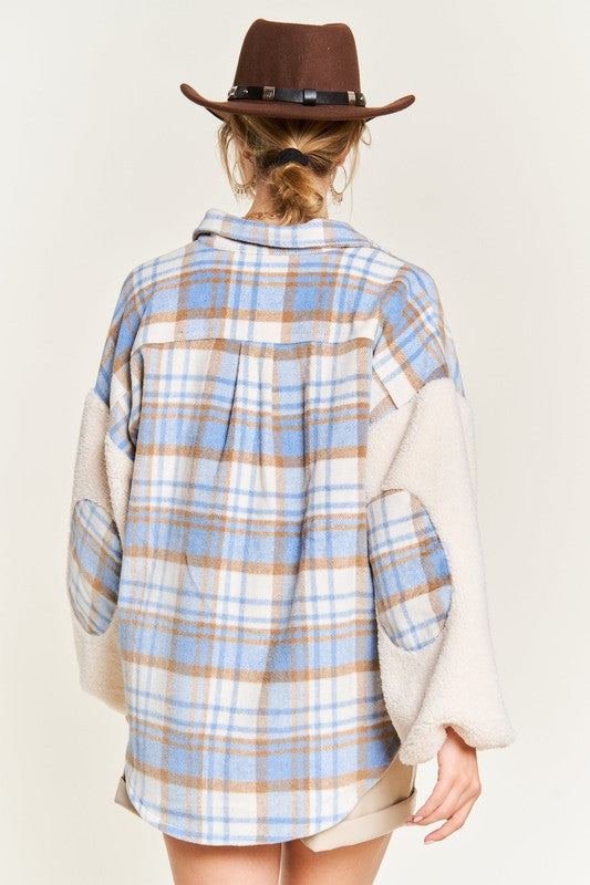 Stilla | Plaid Fuzzy Sleeve Jacket