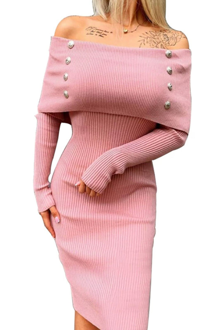 Stilla | Knap Off-shoulder Langærmet Kjole