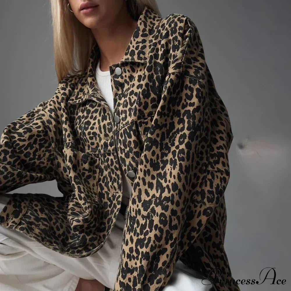 Stilla | Slim Fit Denimjakke med Leopard Broderi