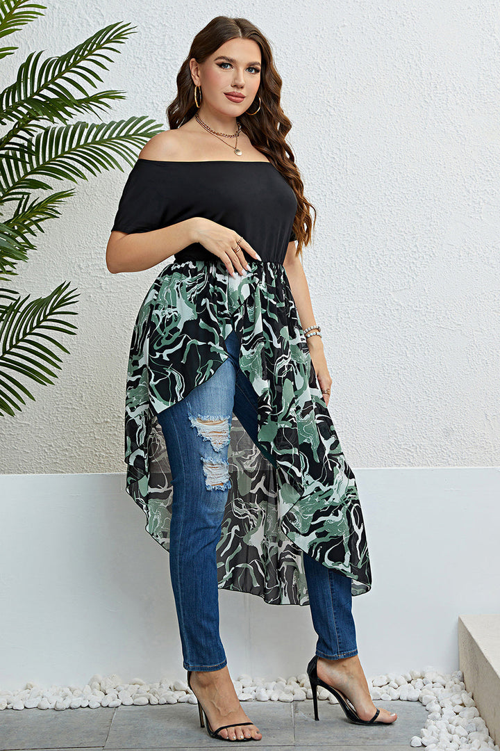 Stilla | Størrelse Off-Shoulder Asymmetrisk Kantskåret Kjole