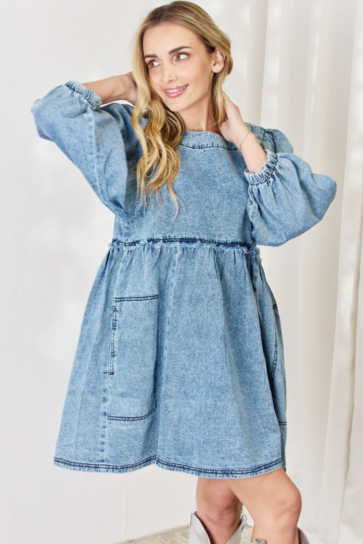 Stilla | Full Size Oversized Denim Babydoll Kjole