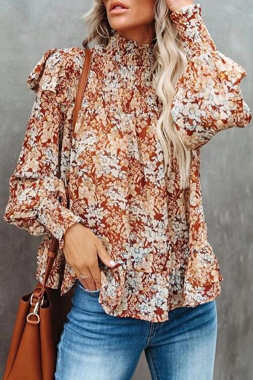 Stilla | Smocked Lantern Sleeve Ruffled Blouse