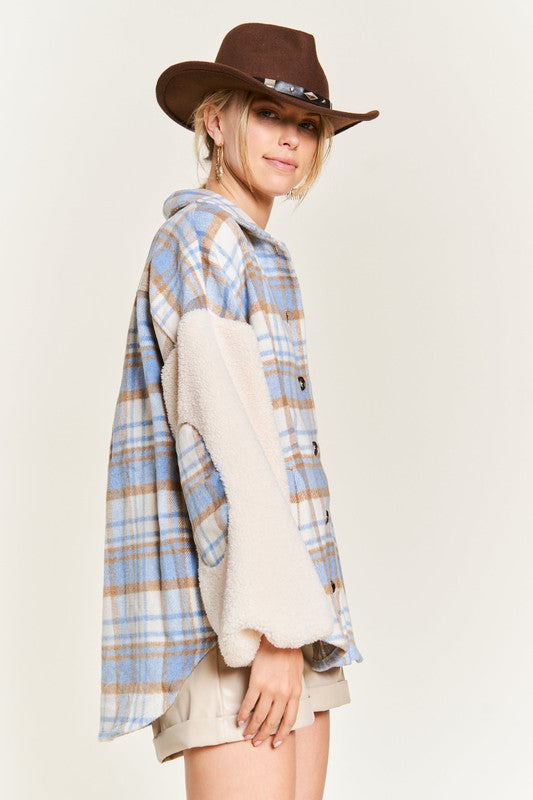 Stilla | Plaid Fuzzy Sleeve Jacket