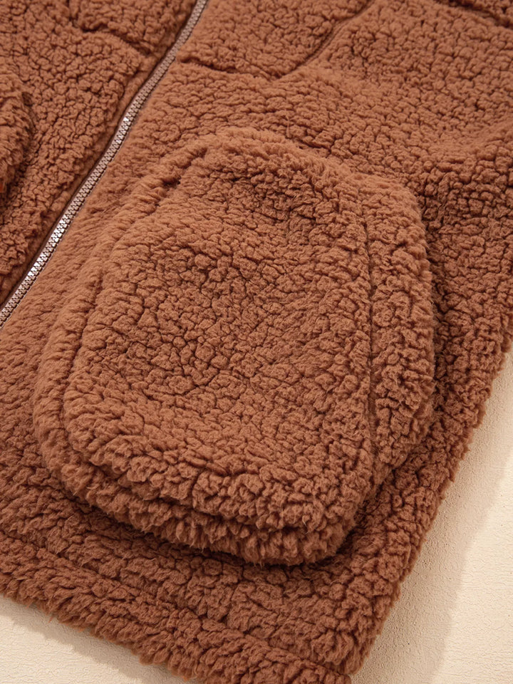 Stilla | Dame Relaxed Fit Zip Up Teddyjakke