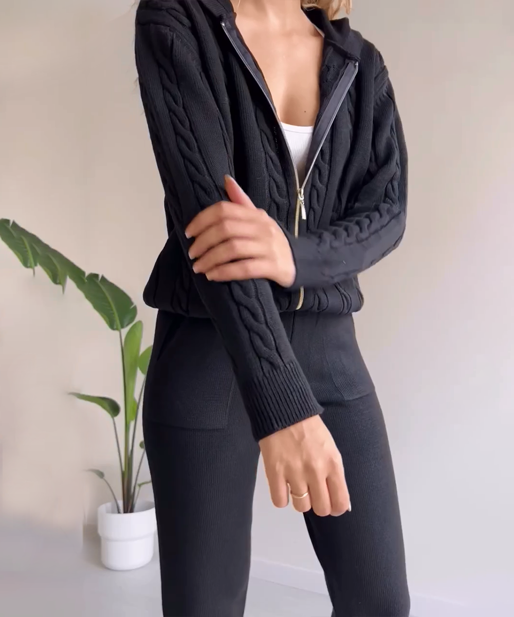 Stilla | 2-delt sæt med cardigan og afslappet jacquard pullovere