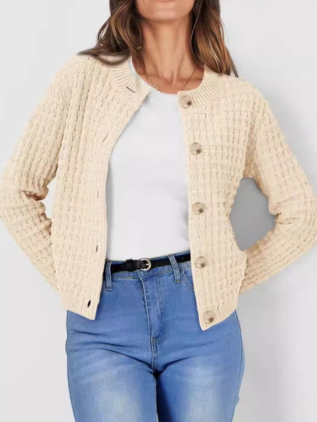 Stilla | Op Rund Hals Lange Ærmer Cardigan