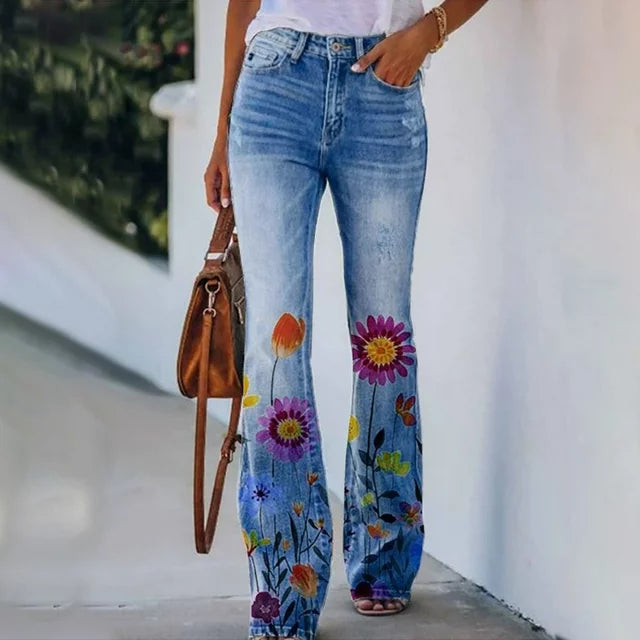 Stilla | Jeans Med Blomstermønster