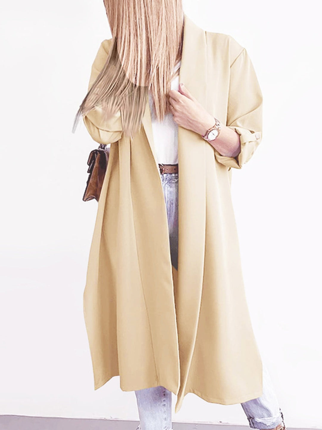 Stilla | Åben Front Rulle-Tab Ærme Trench Coat