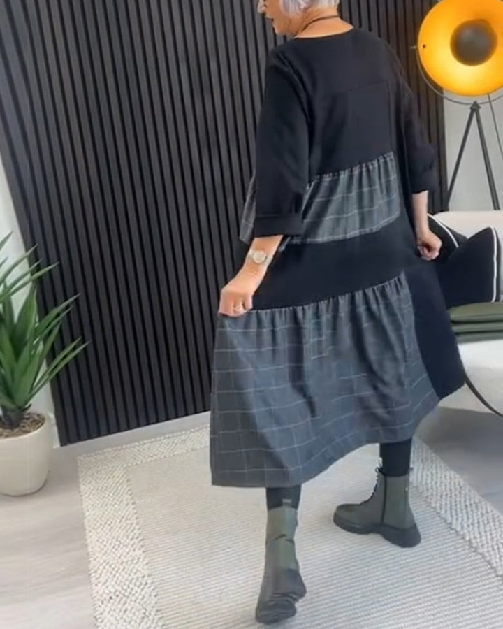 Stilla | Kjole med ternet patchwork og lomme