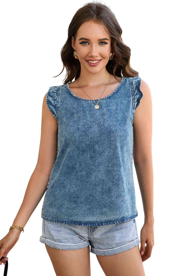Stilla | Vask Rund Hals Denim Tank