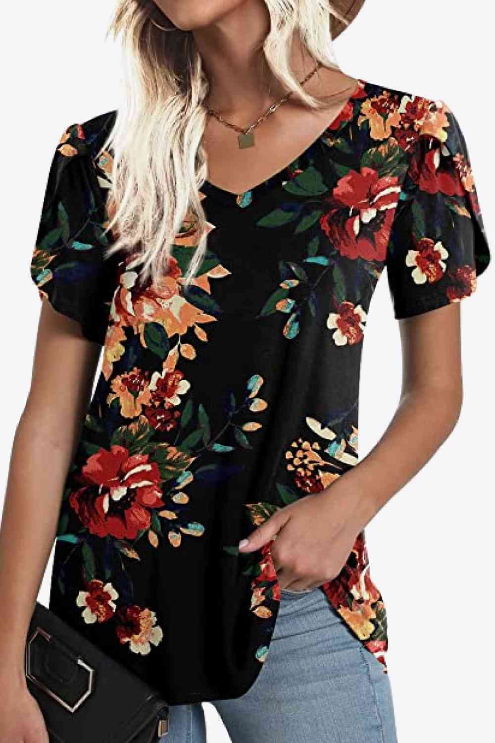 Stilla | Petal Sleeve V-hals Bluse