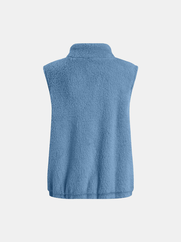 Stilla | Plush Vest Kapotte med Lynlås og Store Lommer
