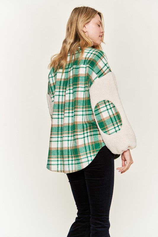 Stilla | Plaid Fuzzy Sleeve Jacket