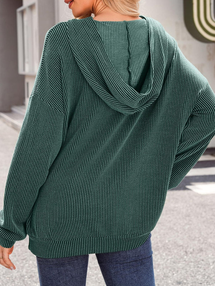 Stilla | Struktureret Sweatshirt Med Hætte Double Take Med Kængurulomme og Lange Ærmer