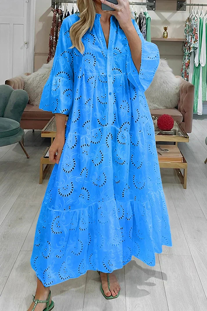 Stilla | Elegante Kjole Med Broderede Øjne