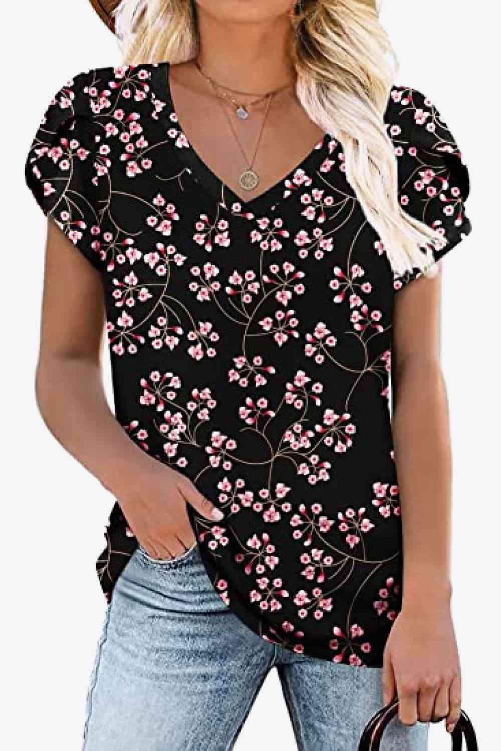 Stilla | Petal Sleeve V-hals Bluse