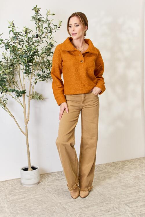 Stilla | Code Fuld Størrelse Halv Knap Turtleneck Sweatshirt