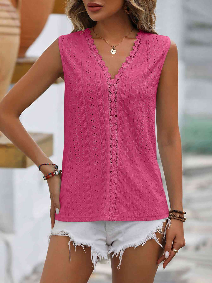 Stilla | Spliced Lace V-hals Udenærmelig Top