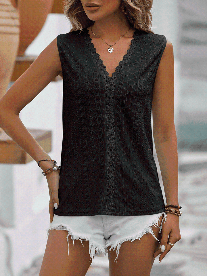 Stilla | Spliced Lace V-hals Udenærmelig Top
