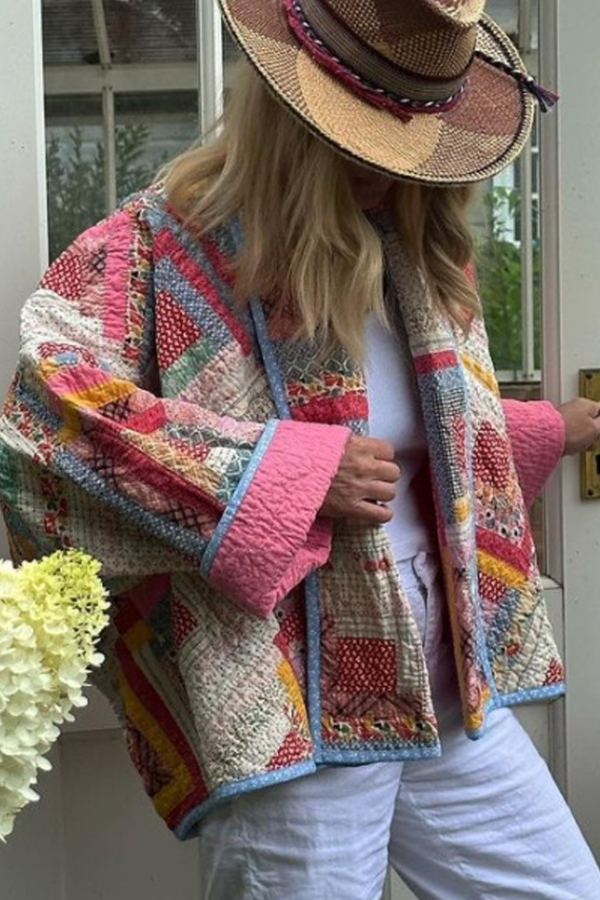 Stilla | Cardigan quiltet Colorblock ternet bomuldsjakke