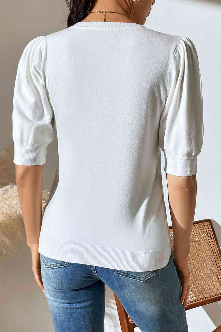 Stilla | Neck Puff Sleeve Strik Top