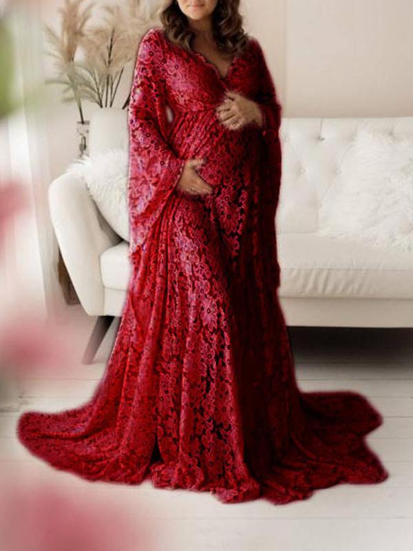 Stilla | Maxi Kjole Blonde Split Gennemsigtig Elegante Kjole Til Graviditetsfotografi