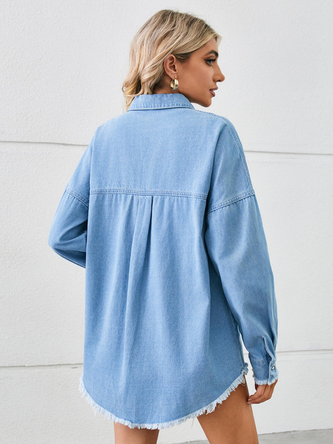 Stilla | Raw Hem Dropped Shoulder Denim Jakke